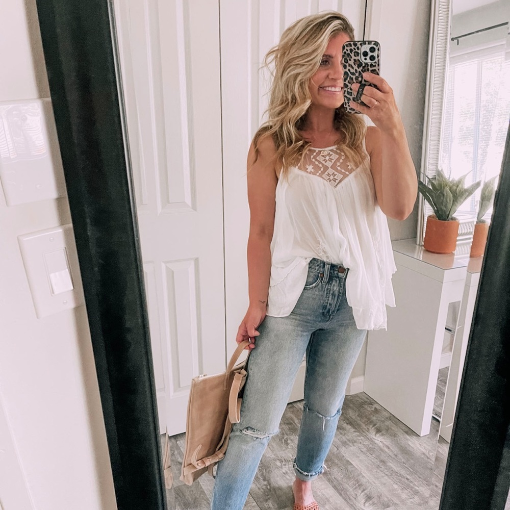 Free People White Tie Front Sleeveless Tank